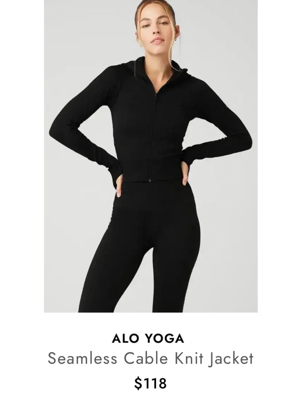 Alo Seamless Cable Knit Jacket, size XS